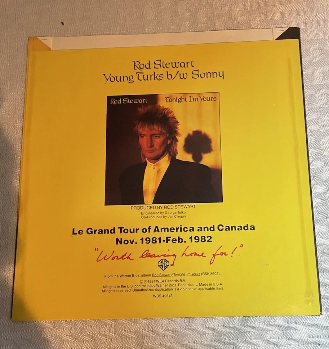 Rod Stewart, SIGNED," Young Turks " 45 Record Sleeve----- RARE----No COA, изображение 3