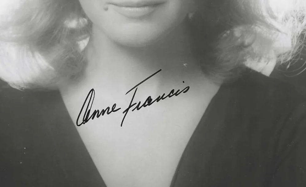 ANNE FRANCIS — ANNE FRANCIS HAND SIGNED PHOTO ACTRESS HONEY WEST 8x10 B/W-COA, image 2