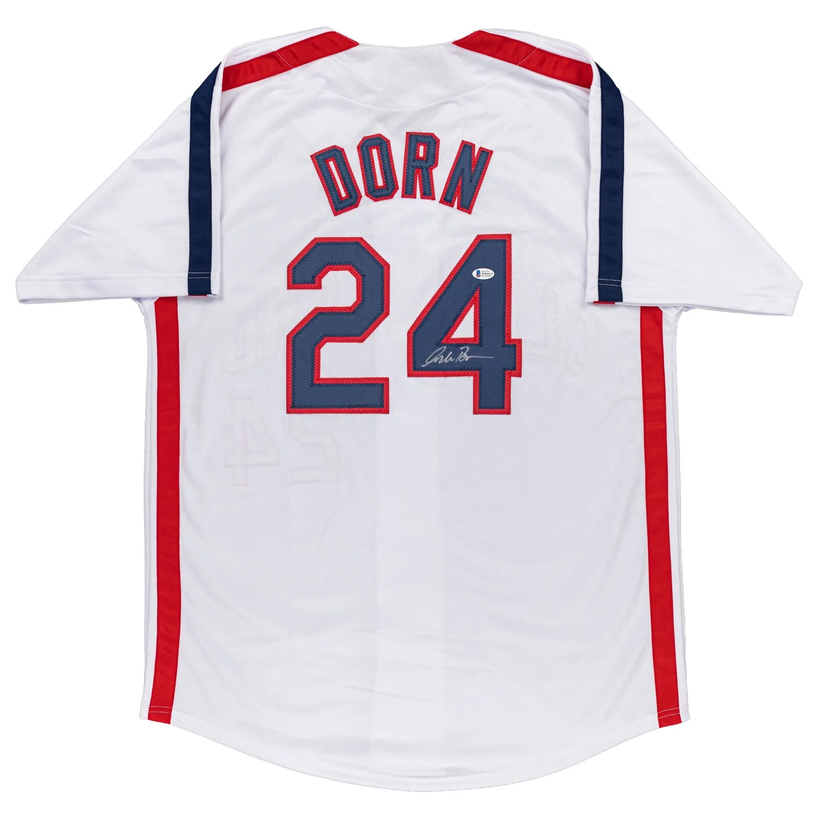 Corbin Bernsen — CORBIN BERNSEN Autographed MAJOR LEAGUE Cleveland Indians DORN Jersey - BECKETT, image 2