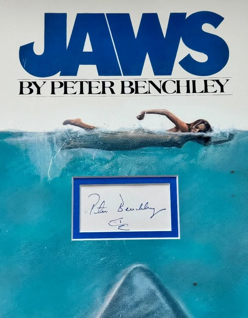 Peter Bechley — PETER BENCHLEY Signed Autographed 16x12 JAWS Custom Display JSA COA Spielberg, image 2