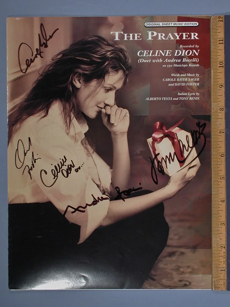 Golden Globe song The Prayer sheet music SIGNED by Celine Dion, Andrea Bocelli +, изображение 2