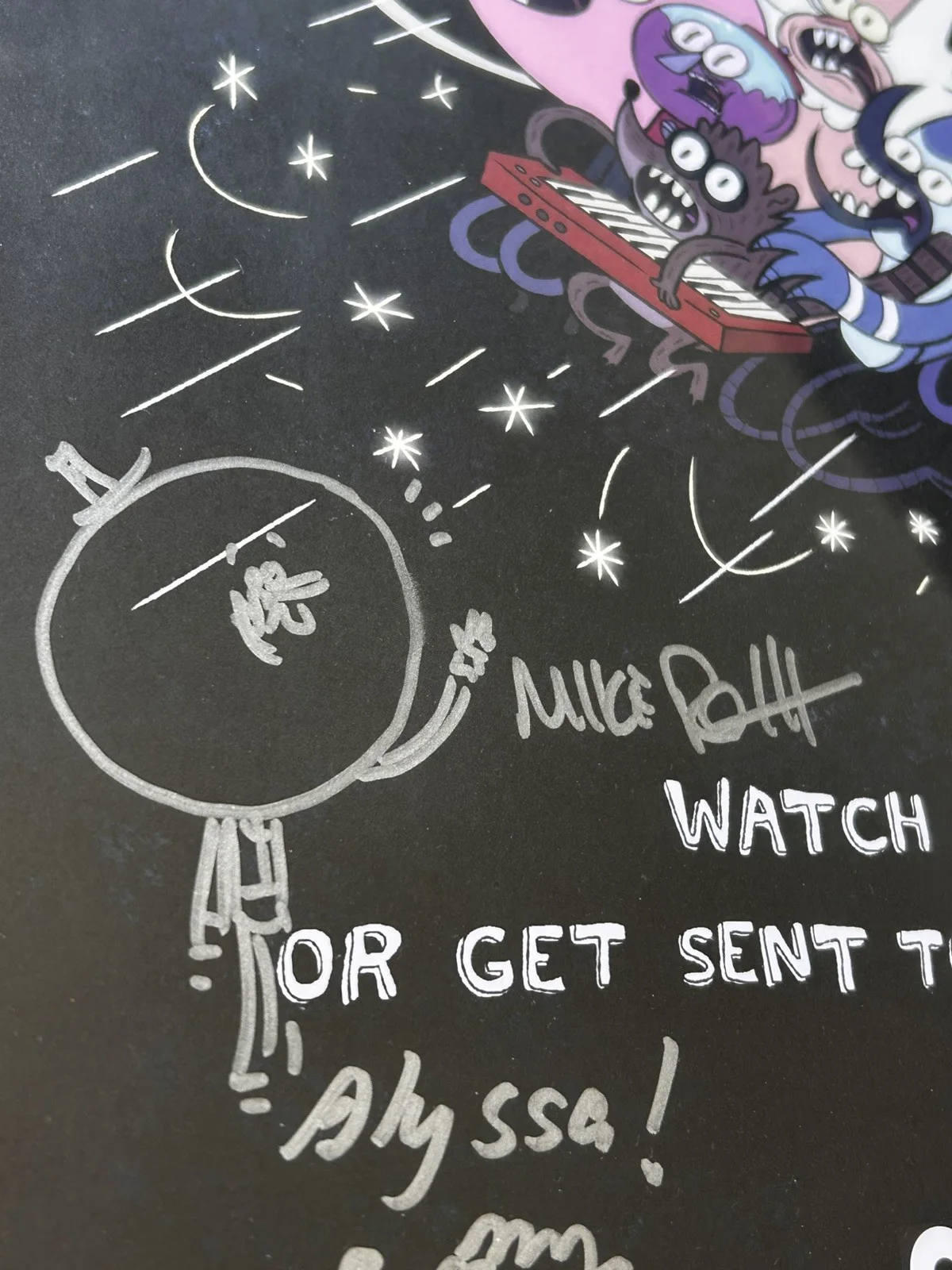 JG Quintel Mike Roth William Salyers Sam Marin Janie Haddad — Regular Show Ultra Rare! SIGNED & Drawings 1st Episode SDCC 2011 poster, изображение 4