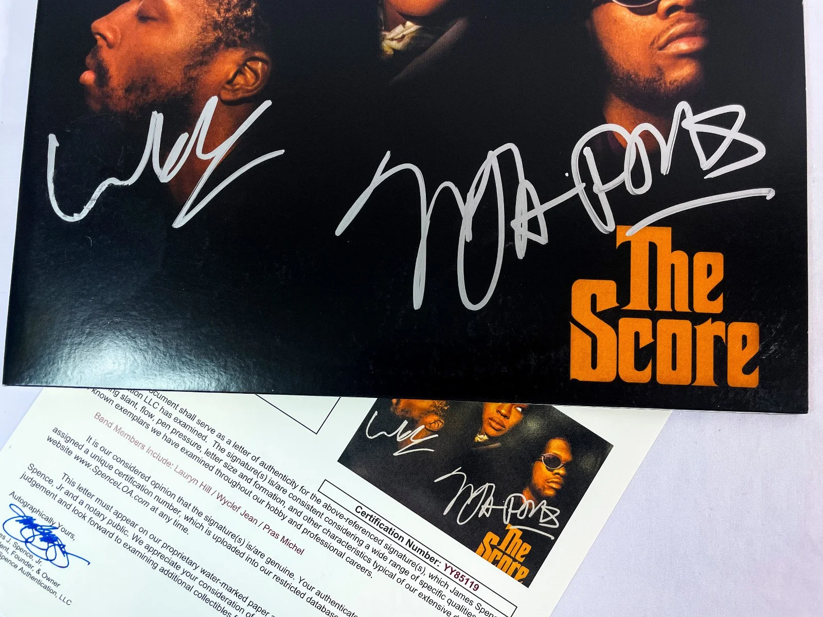 Lauryn Hill Wyclef Pras BAND Signed FUGEES THE SCORE Vinyl Album EXACT Proof JSA, изображение 2
