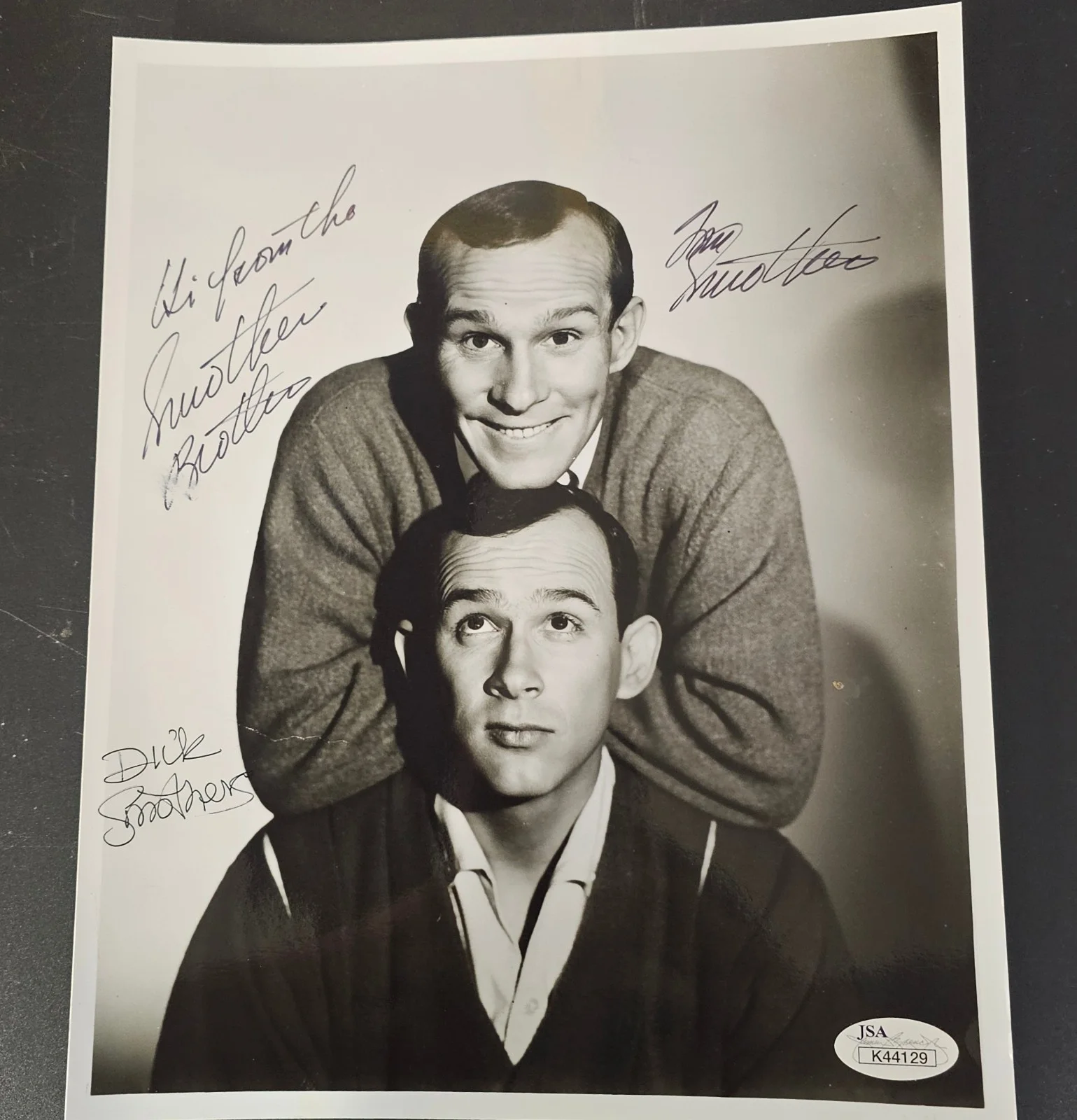 smothers brothers — SMOTHERS BROTHERS AUTOGRAPHED BLACK AND WHITE 8X10- JSA CERTIFIED!!