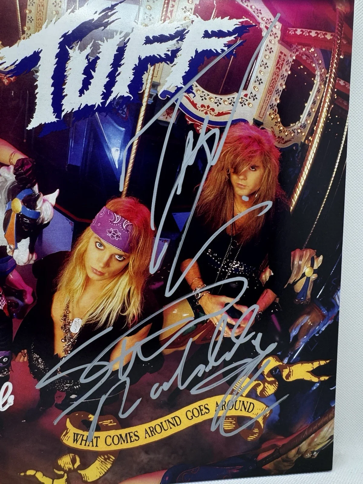 TUFF SIGNED VINYL STEVIE RACHELLE WHAT COMES AROUND GOES AROUND AUTOGRAPHED + 2, image 2