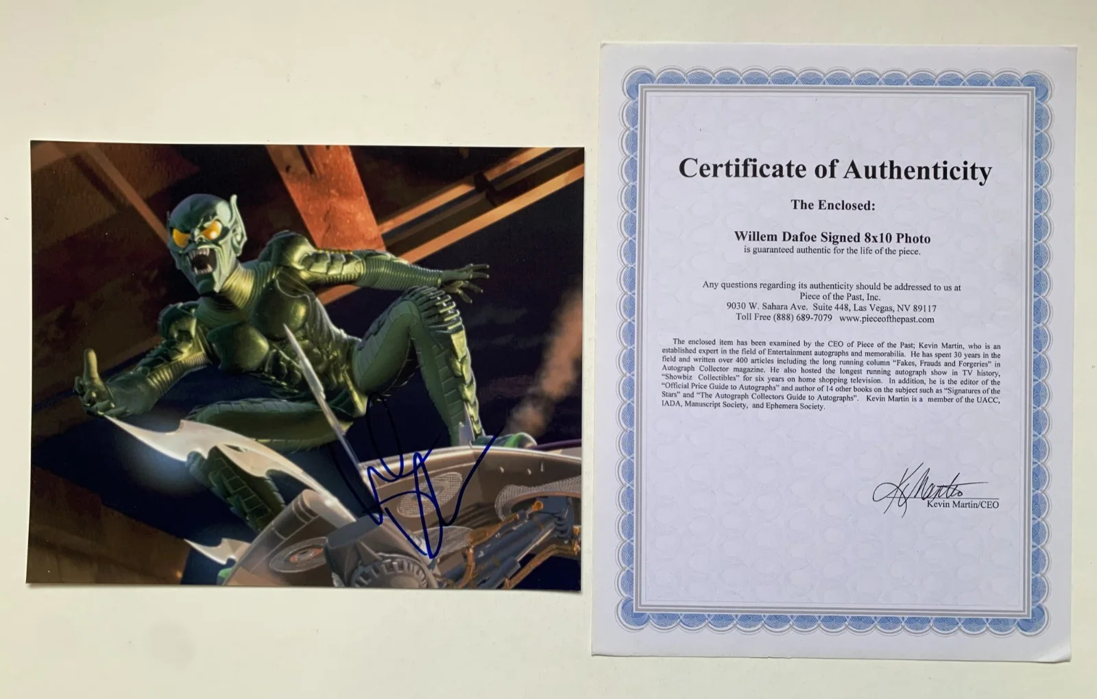 Willem Dafoe — WILLEM DAFOE "Green Goblin" signed SPIDER-MAN movie photo, with COA, 8x10, изображение 3