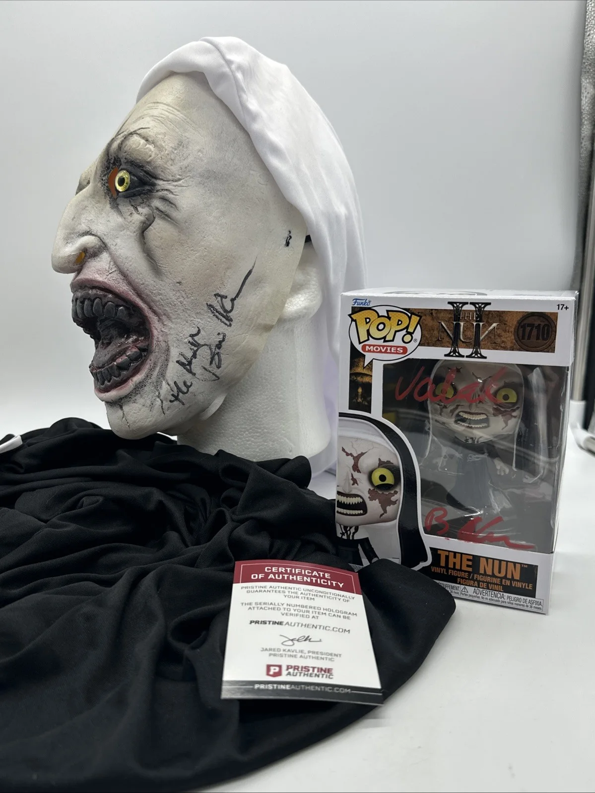 Bonnie Aarons — Bonnie Aarons Signed Valak Nun Mask (PSA) & 1710 Funko Pop (OC)