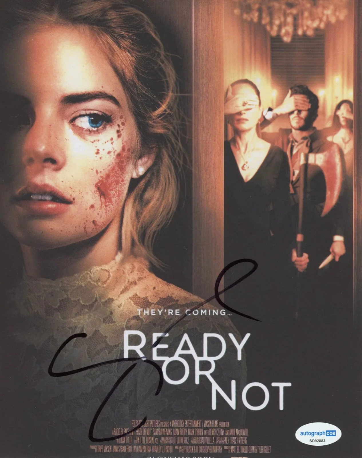 SAMARA WEAVING — Samara Weaving signed "READY OR NOT" 8x10 Photo EXACT PROOF e SEXY Hot ACOA COA, изображение 4