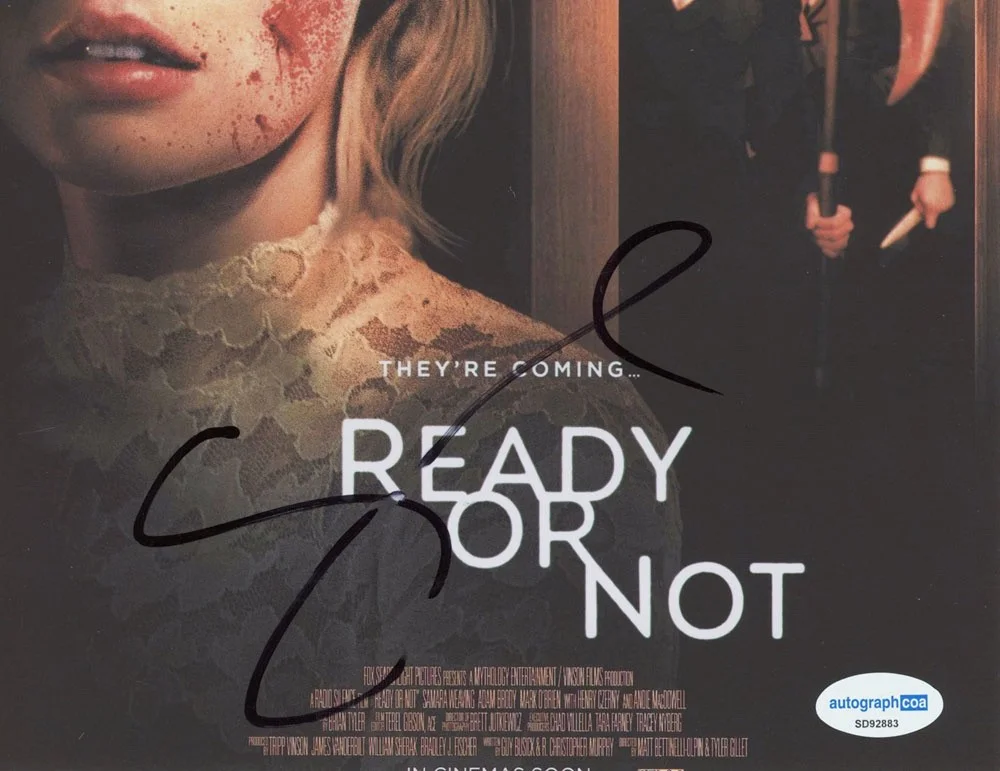 SAMARA WEAVING — Samara Weaving signed "READY OR NOT" 8x10 Photo EXACT PROOF e SEXY Hot ACOA COA, изображение 5