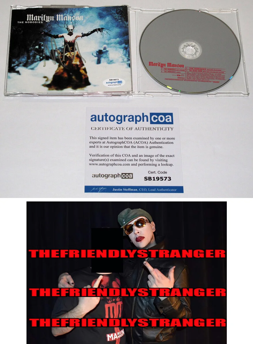 MARILYN MANSON — Marilyn Manson signed "THE NOBODIES" CD Single AUTOGRAPHED Proof ACOA COA Rare