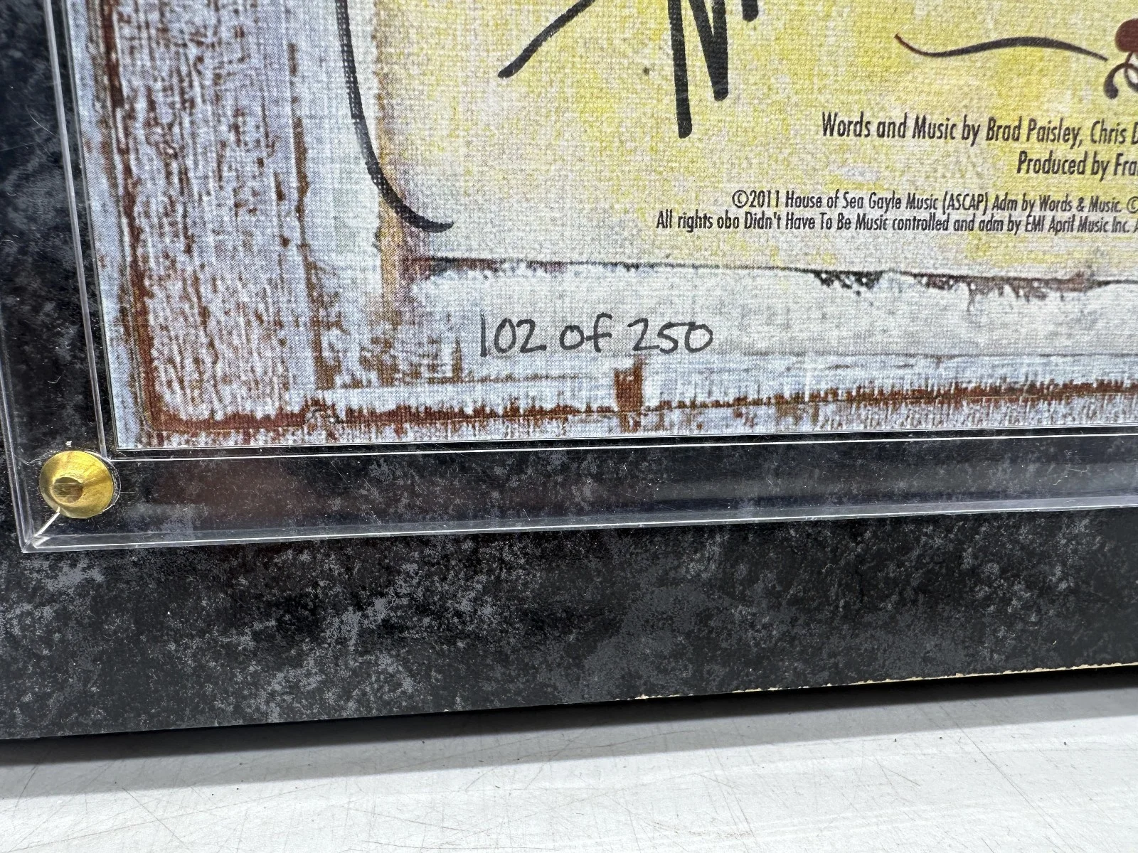 Remind Me Brad Paisley Carrie Underwood Autographed & Numberd Lyric Plaque, изображение 3