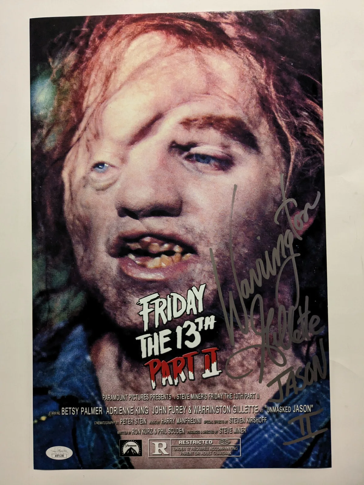 Warrington — Warrington GILLETTE Signed 11x17 Poster Friday the 13th Pt 2 Jason JSA COA Y