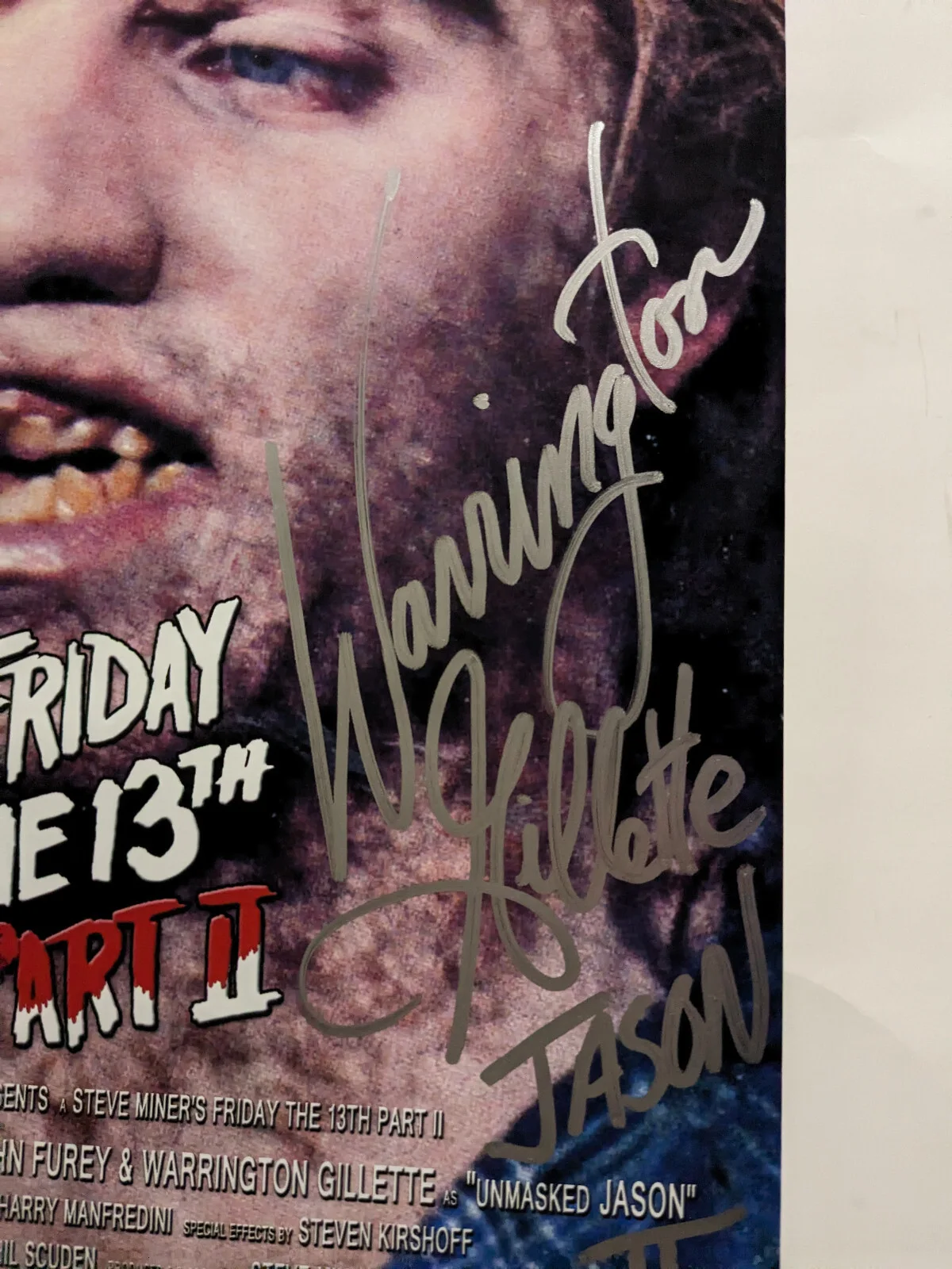 Warrington — Warrington GILLETTE Signed 11x17 Poster Friday the 13th Pt 2 Jason JSA COA Y, image 2