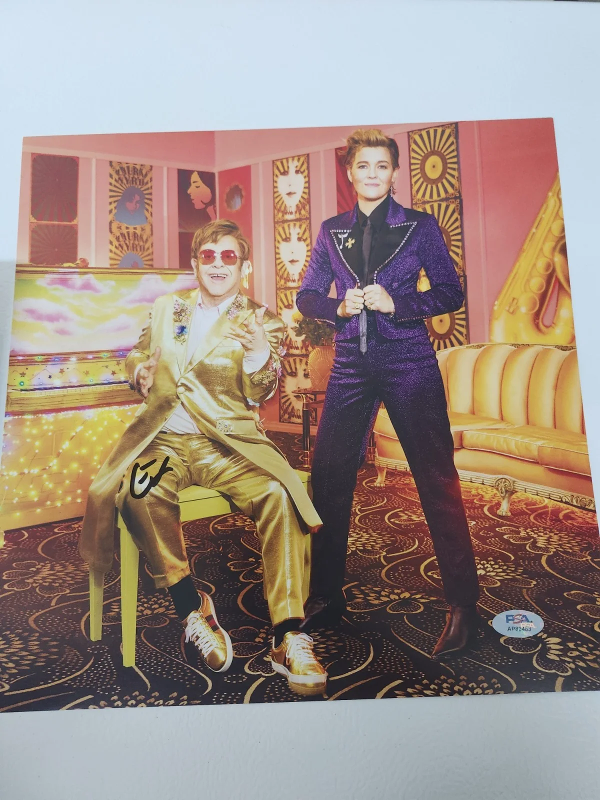 Elton John Signed autograph 12x12 PSA COA Rocket Man Believe In Angels Yellow, изображение 5