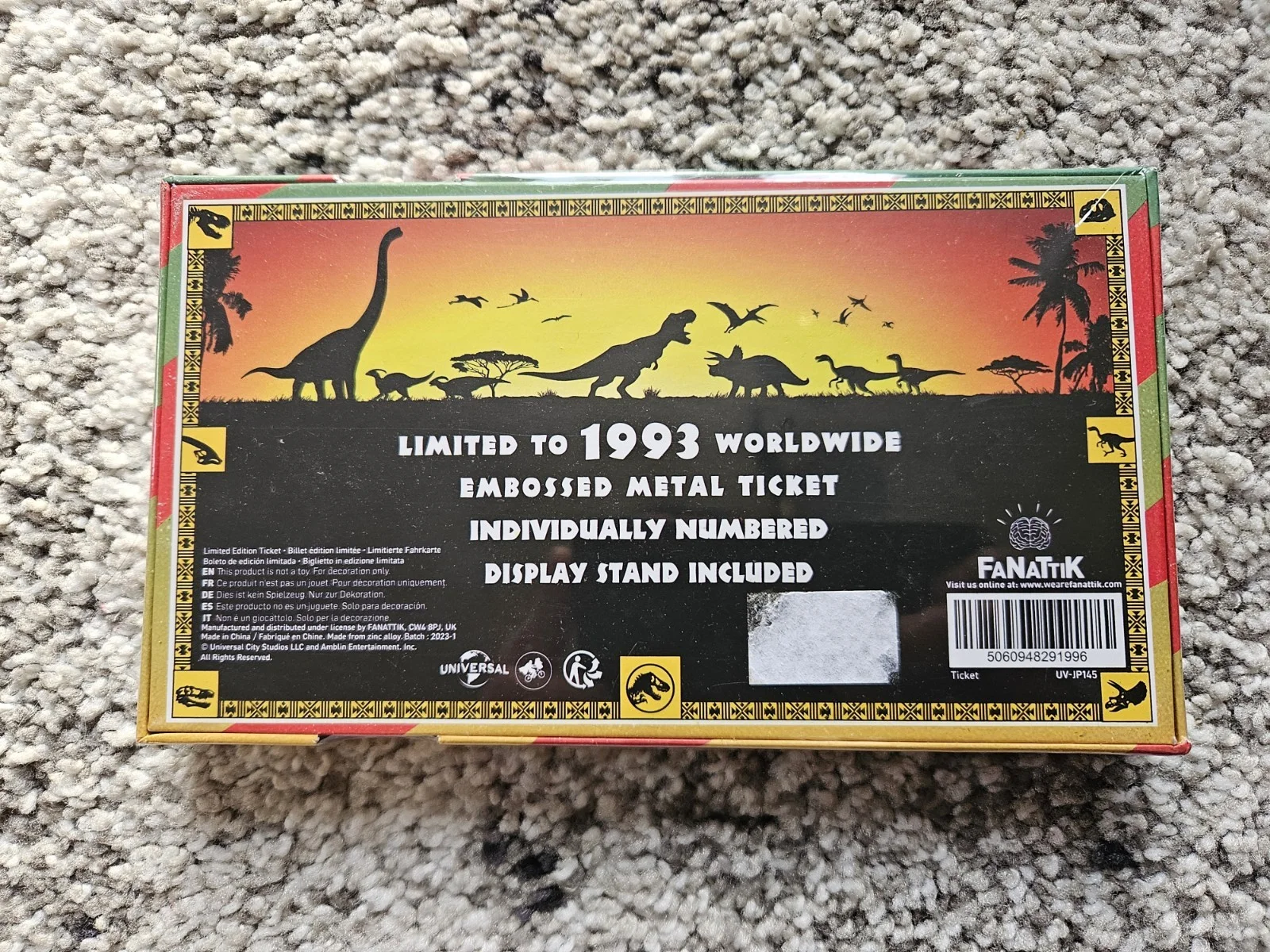 Jurassic Park 30th Anniversary Metal Opening Weekend Ticket Antique Limited Ed, image 2
