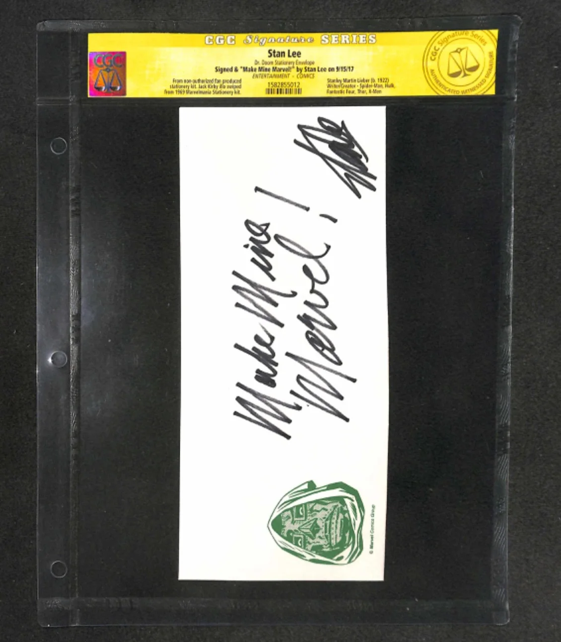 Signed Stan Lee Dr Doom Envelope Autograph Make Mine Marvel inscription Auto CGC, image 2
