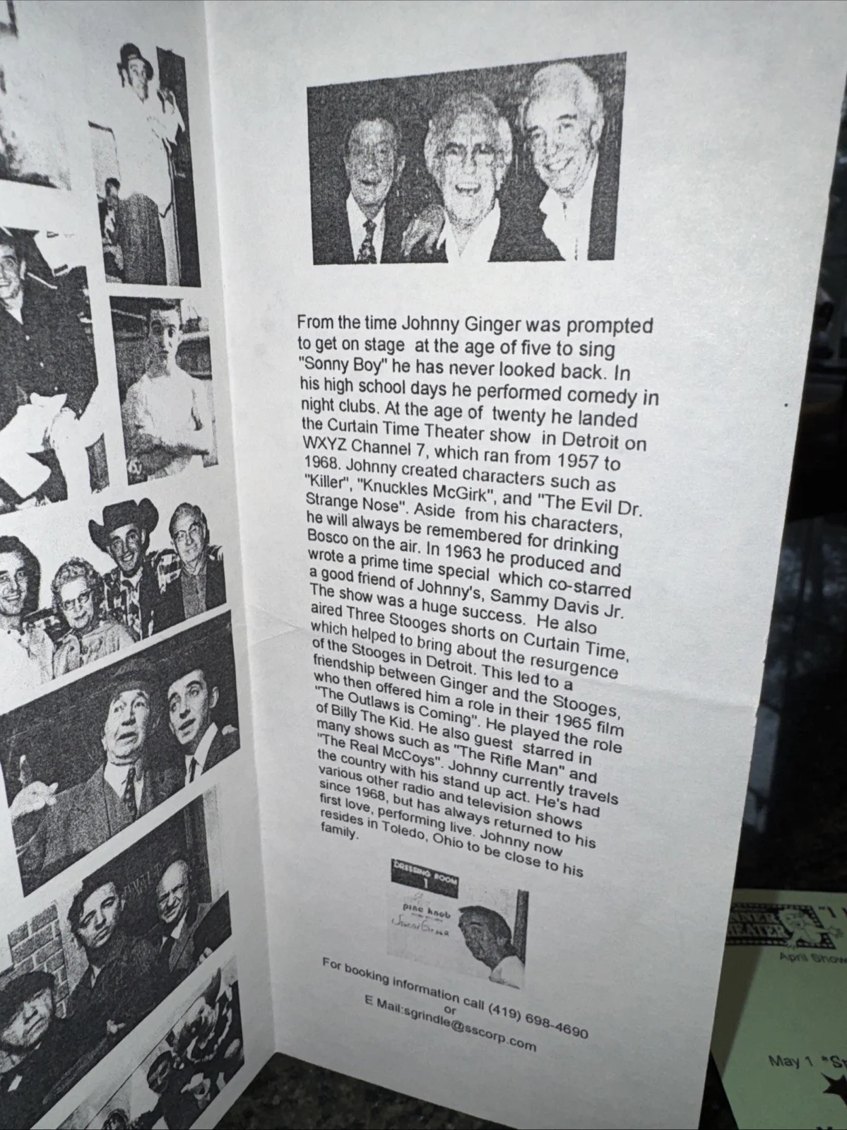 Pioneer Detroit TV - Johnny Ginger Signed Letter & Many Faces Of Johnny Ginger, изображение 3
