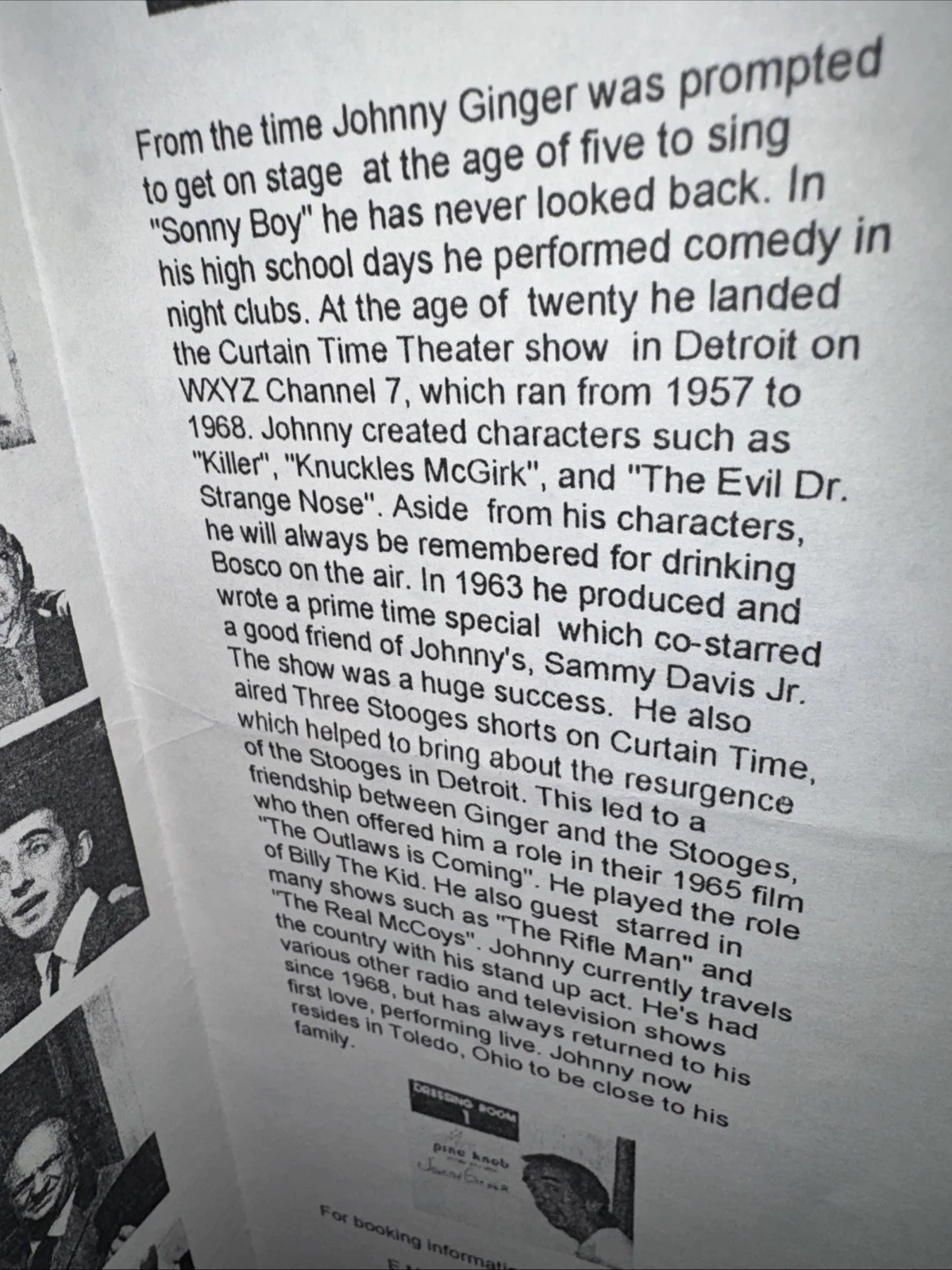 Pioneer Detroit TV - Johnny Ginger Signed Letter & Many Faces Of Johnny Ginger, изображение 4