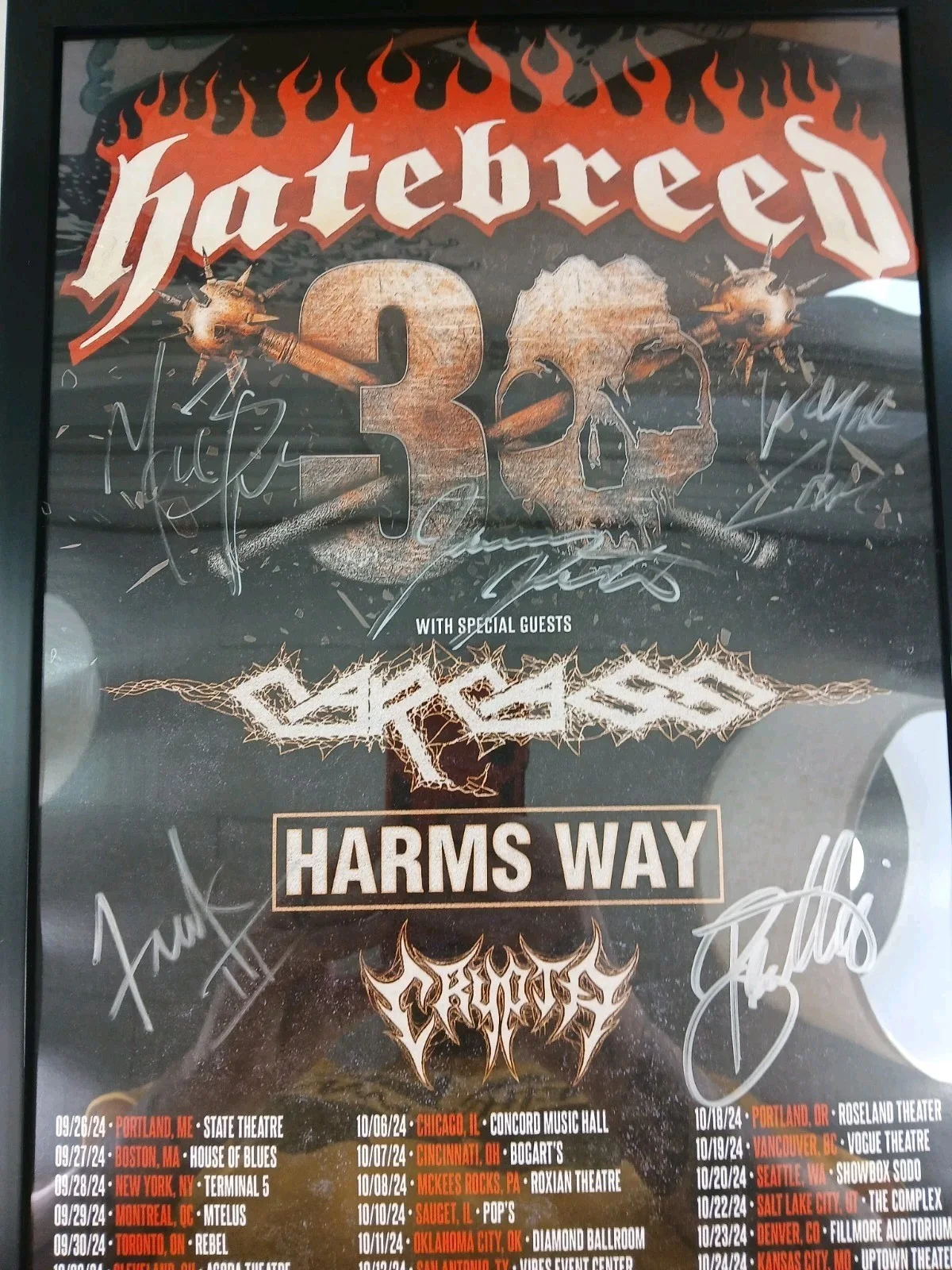 HATEBREED Framed And Signed 30th Anniversary Tour Poster Hardcore Metal, image 4