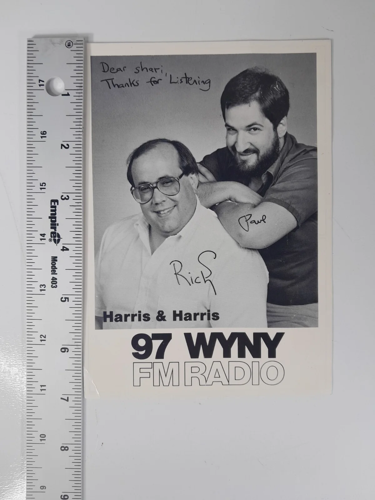 Harris — 97 WYNY FM RADIO Harris & Harris Morning Drive Paul & Rich Signed Promo Photo, изображение 2