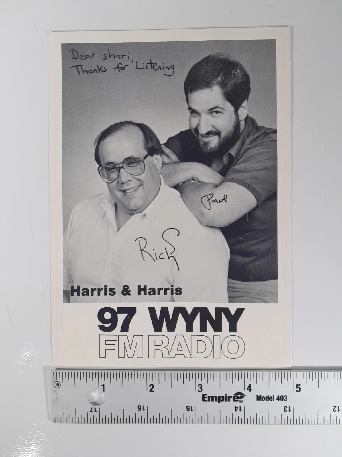 Harris — 97 WYNY FM RADIO Harris & Harris Morning Drive Paul & Rich Signed Promo Photo, изображение 3