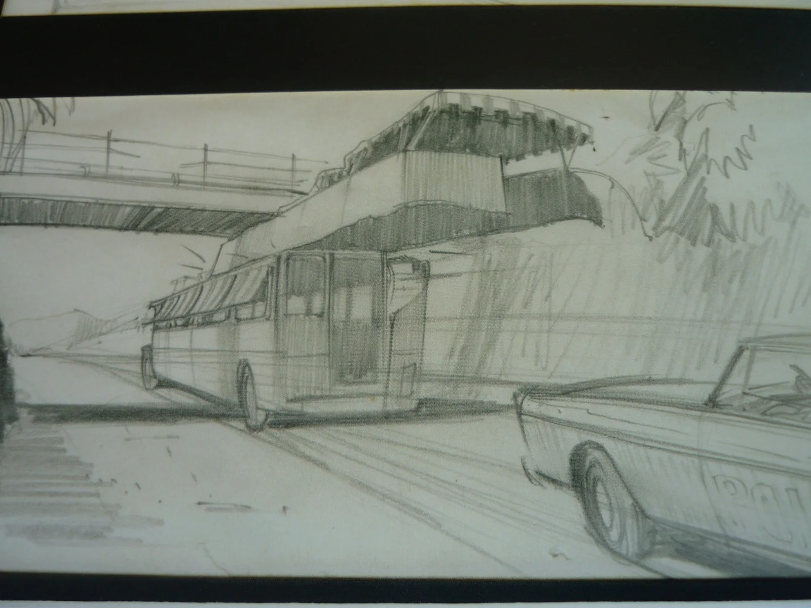 14x11 framed 007 james bond live and let die storyboard double decker bus sketch, image 3