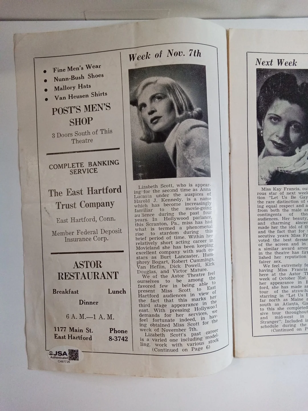 Dane Clark Signed Theatre Program JSA, image 4