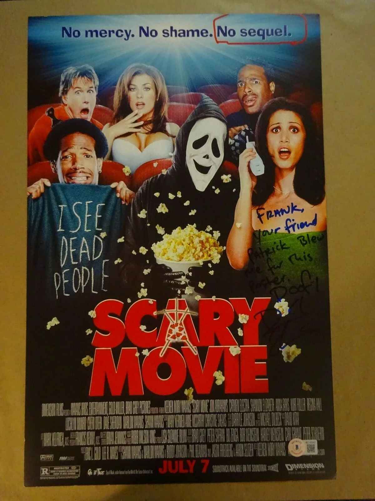 Dave Sheridan — Autographed DAVE SHERIDAN Signed A SCARY MOVIE Poster 11"x17" BECKETT BAS COA, image 2