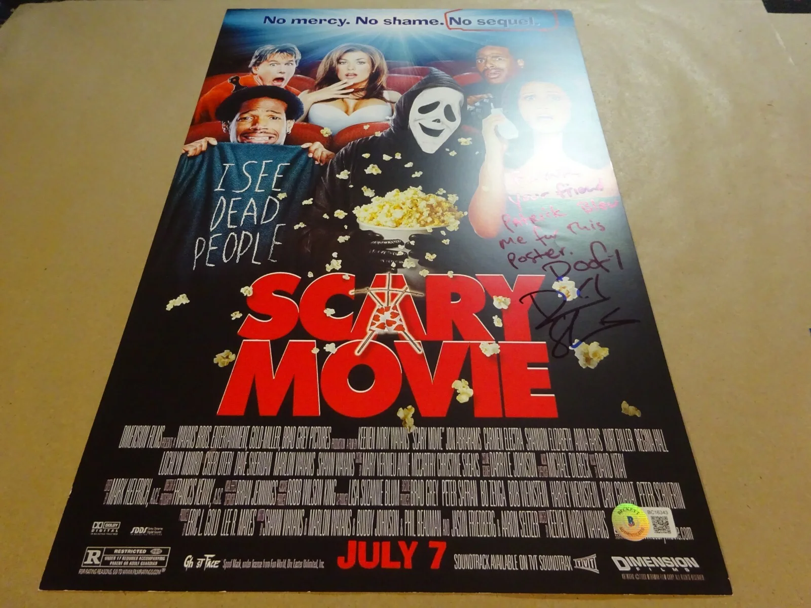 Dave Sheridan — Autographed DAVE SHERIDAN Signed A SCARY MOVIE Poster 11"x17" BECKETT BAS COA, image 3