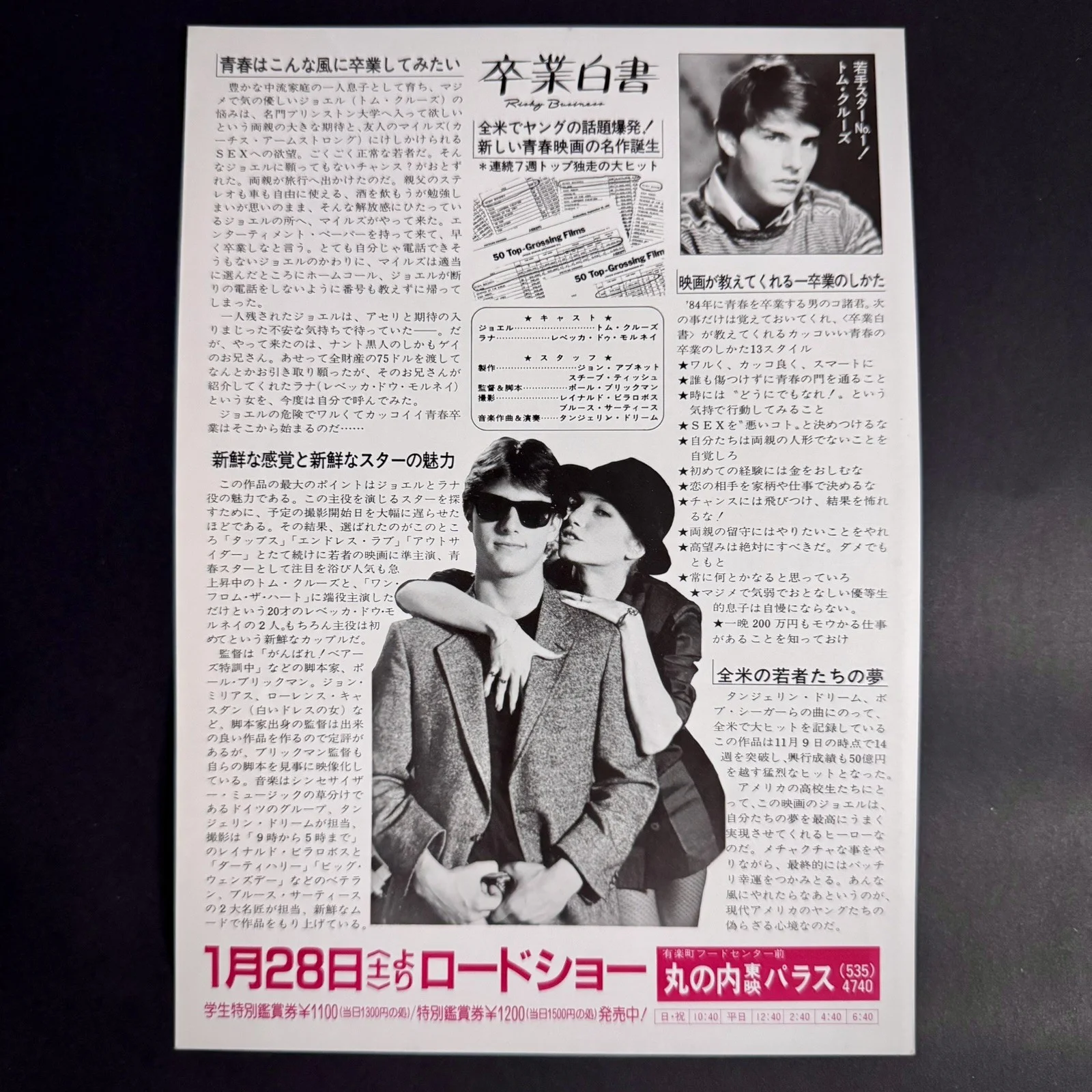 Risky Business (1983) Japan Chirashi Mini Poster Movie Flyer Tom Cruise, изображение 2