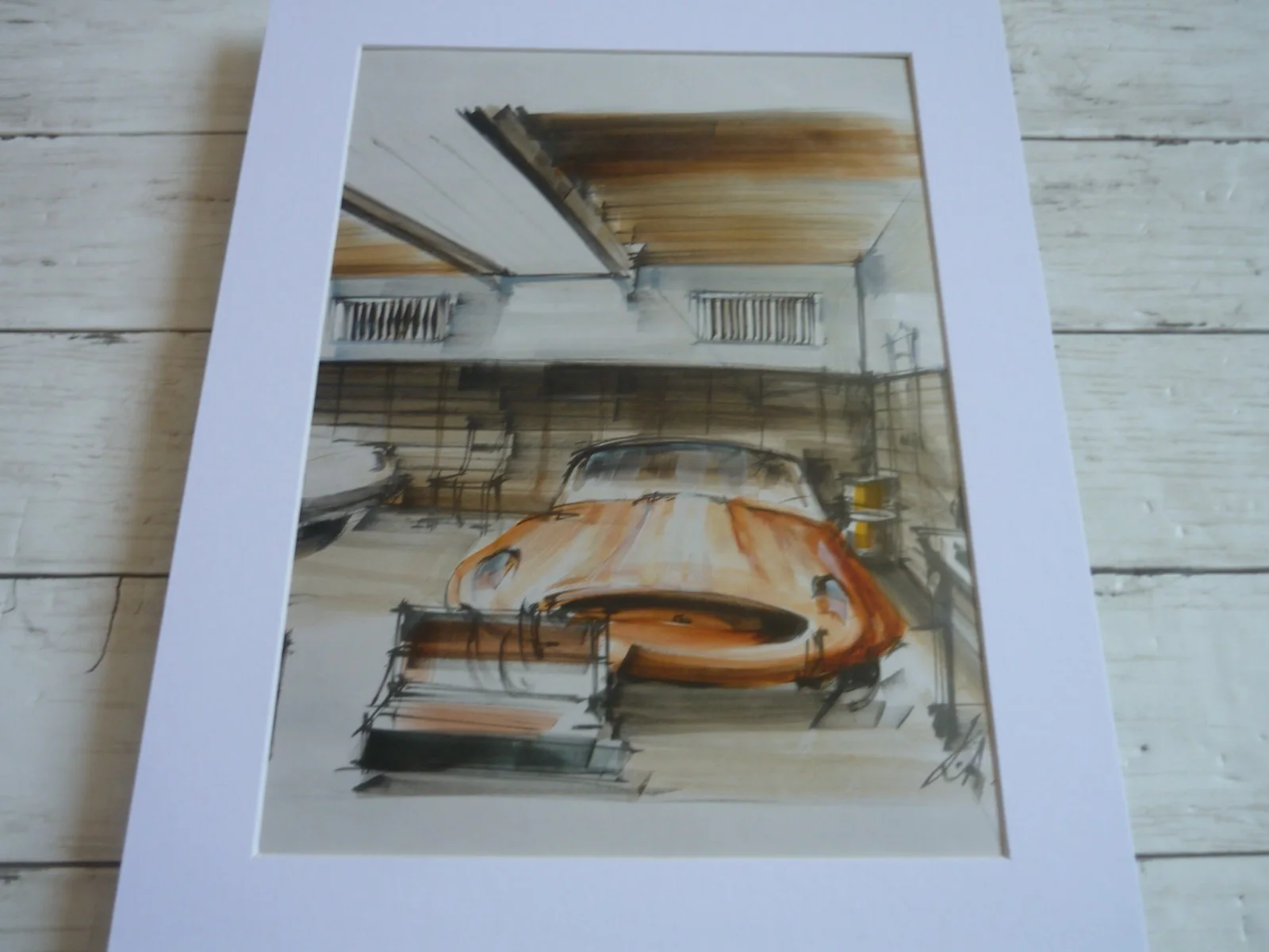 14x11 framed 007 james bond you only live twice Aston Martin artwork sketch, image 2