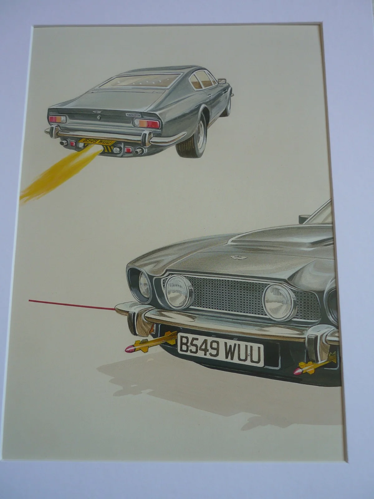 14x11 framed 007 james bond living daylights rockets Aston Martin V8 Vantage, изображение 2
