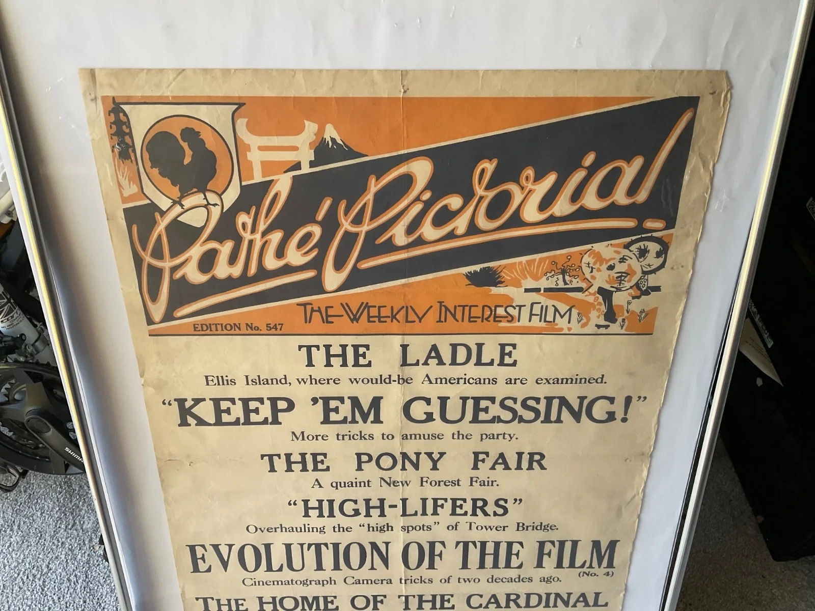 1929 PATHE FILMS NEWSREEL CINEMA POSTER, ELLIS ISLAND,TOWER BRIDGE,PONY FAIR,, изображение 2