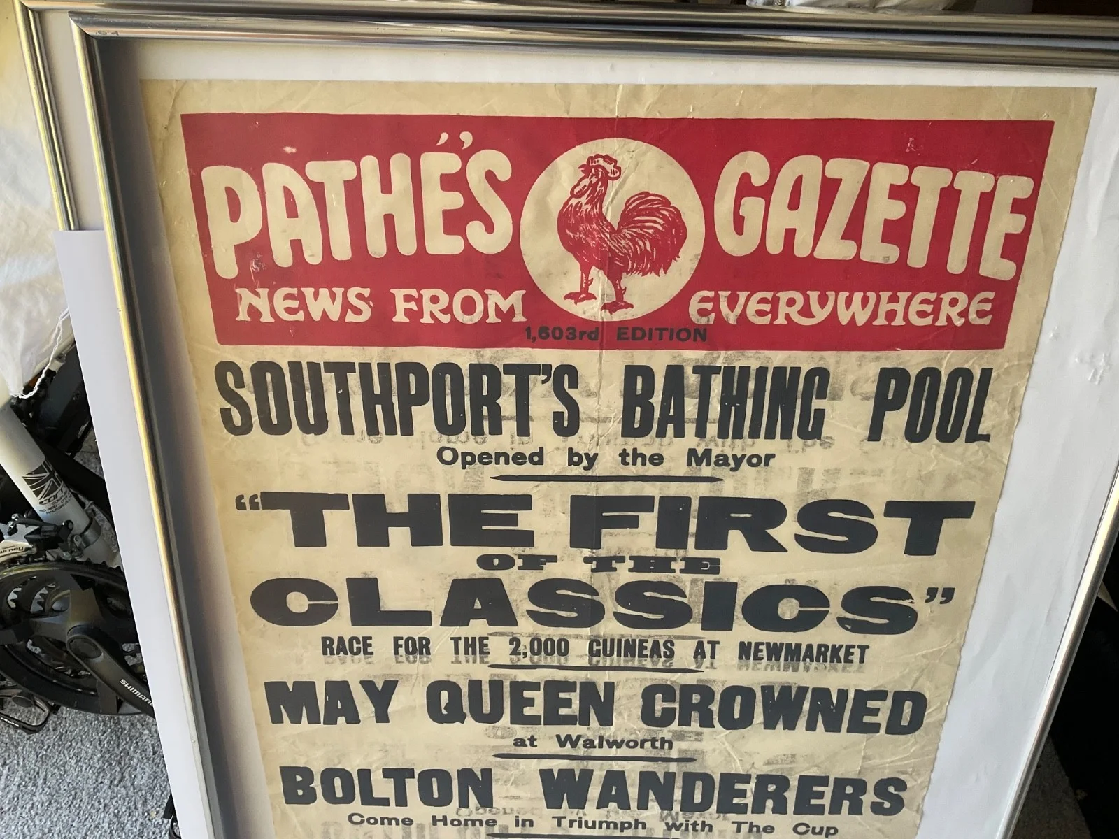 1929 PATHE NEWS CINEMA POSTER,BOLTON WIN FA CUP,SOUTHPORT BATHING POOL ETC, изображение 2