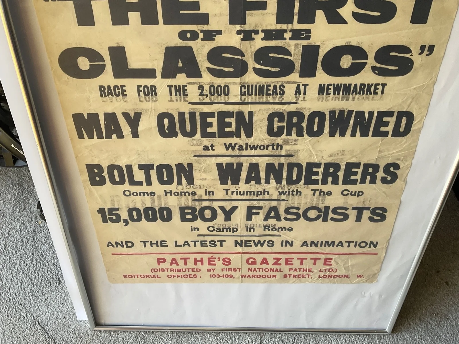 1929 PATHE NEWS CINEMA POSTER,BOLTON WIN FA CUP,SOUTHPORT BATHING POOL ETC, изображение 3
