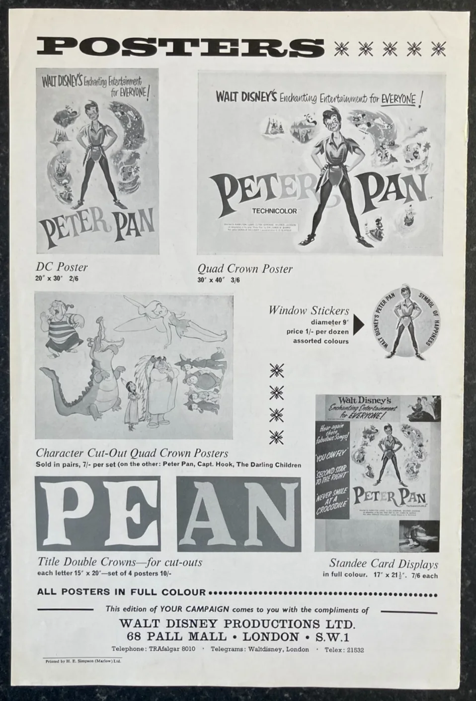 PETER PAN 1953 (RR 1965) Original Disney Movie Large UK Campaign Press Book, изображение 2