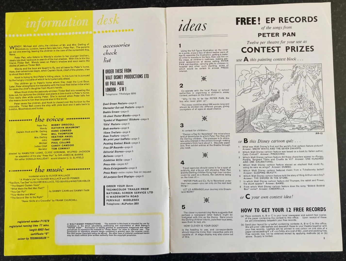 PETER PAN 1953 (RR 1965) Original Disney Movie Large UK Campaign Press Book, изображение 3