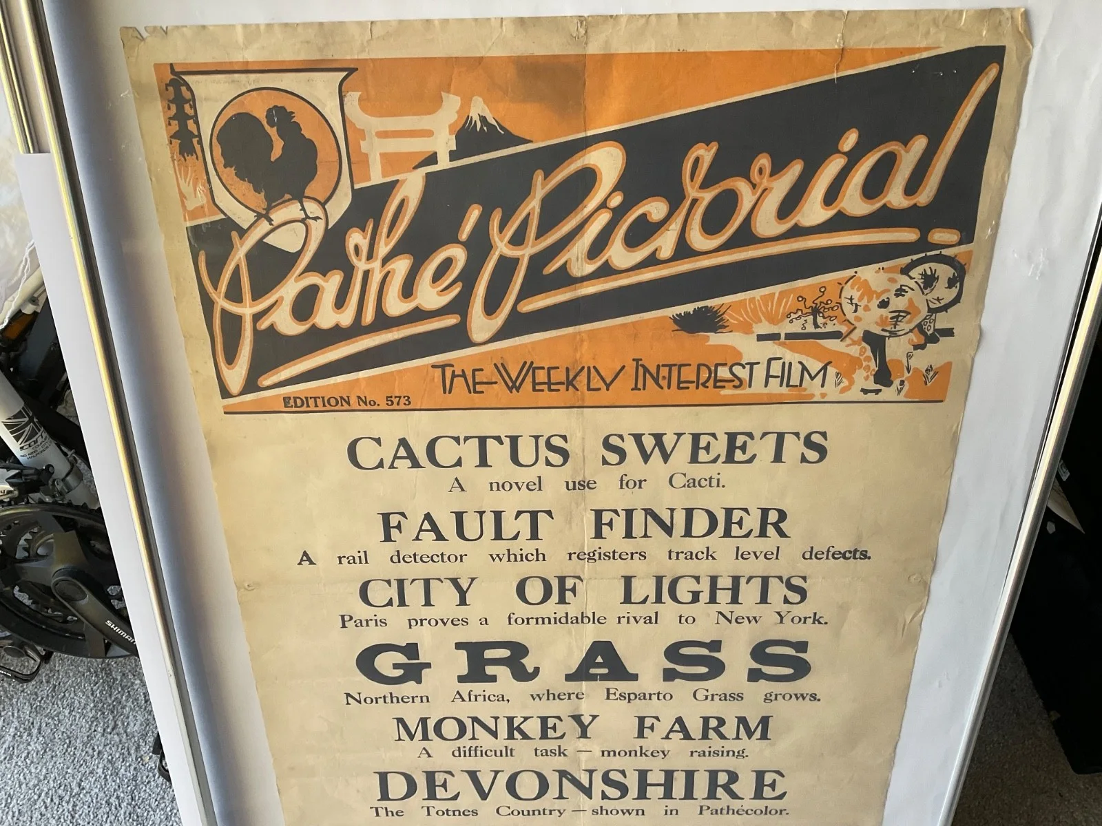 1929 PATHE NEWS CINEMA POSTER,NEW YORK LIGHTS,DEVONSHIRE,MONKEY FARM ETC, изображение 2