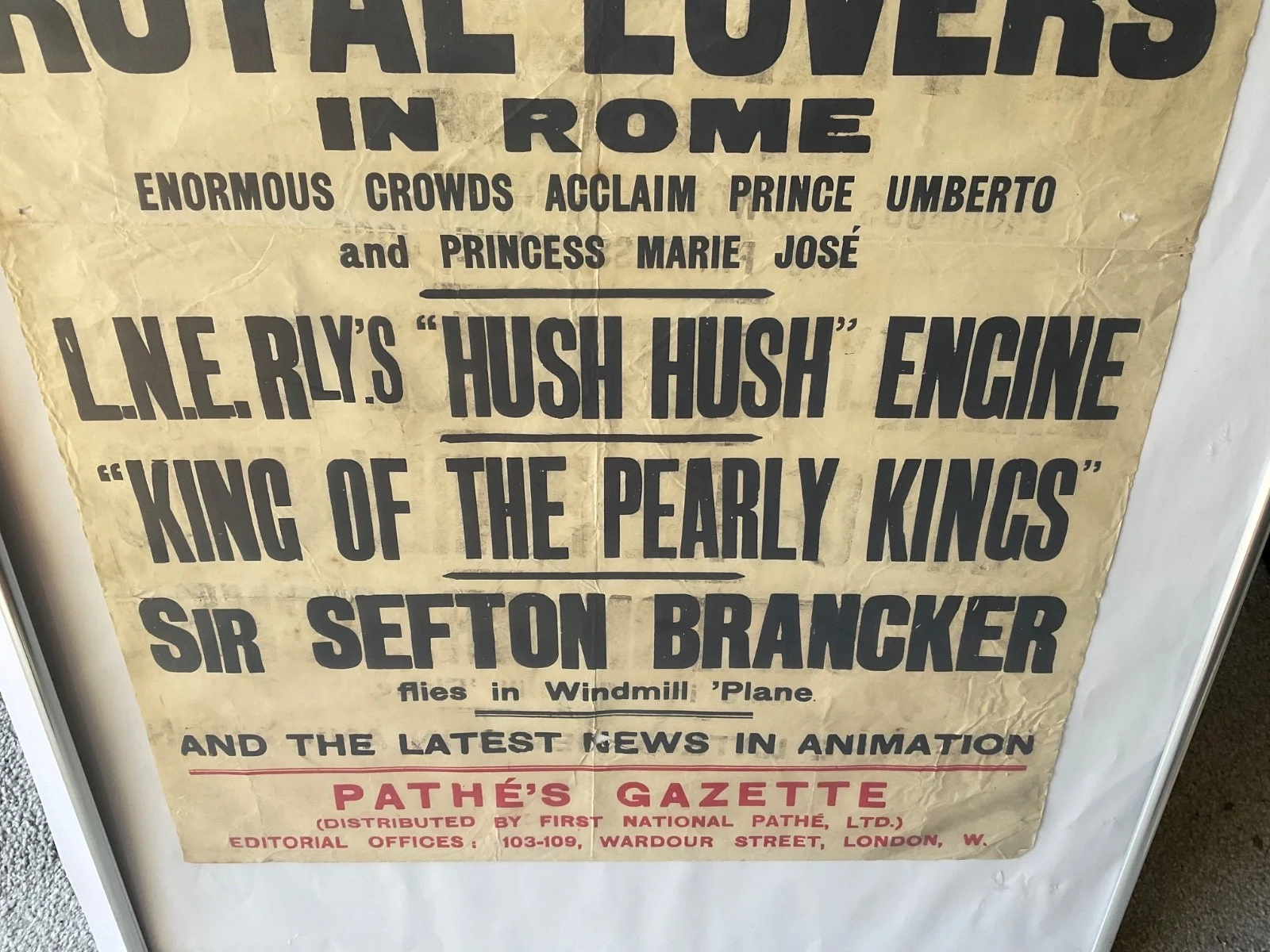 1929 PATHE FILM NEWSREEL CINEMA POSTER SEFTON BRANCKER,PEARLY QUEENS .ETC, изображение 3
