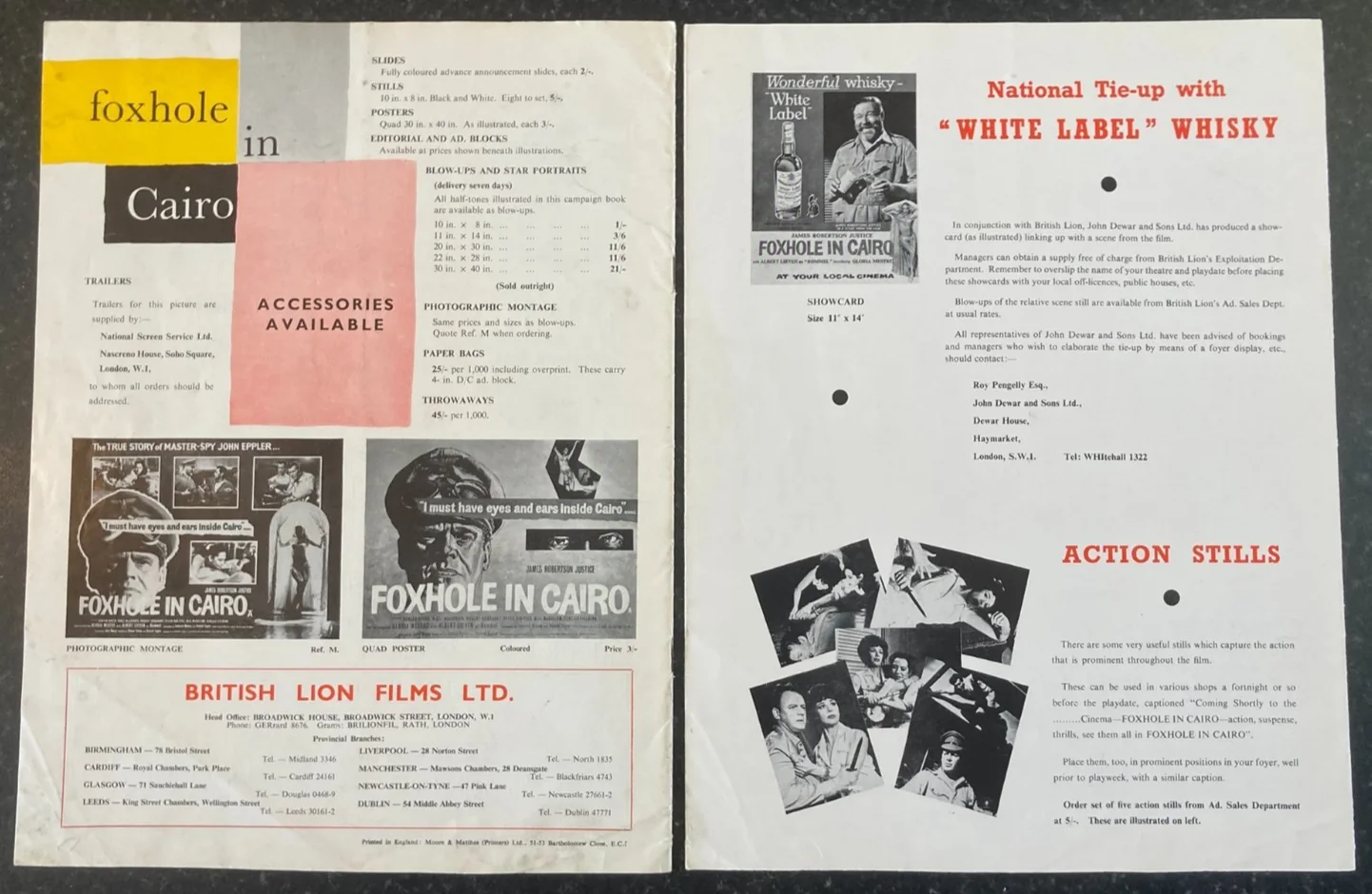 FOXHOLE IN CAIRO 1960 Original Movie UK Campaign Press Book & Promotion Booklet, изображение 2