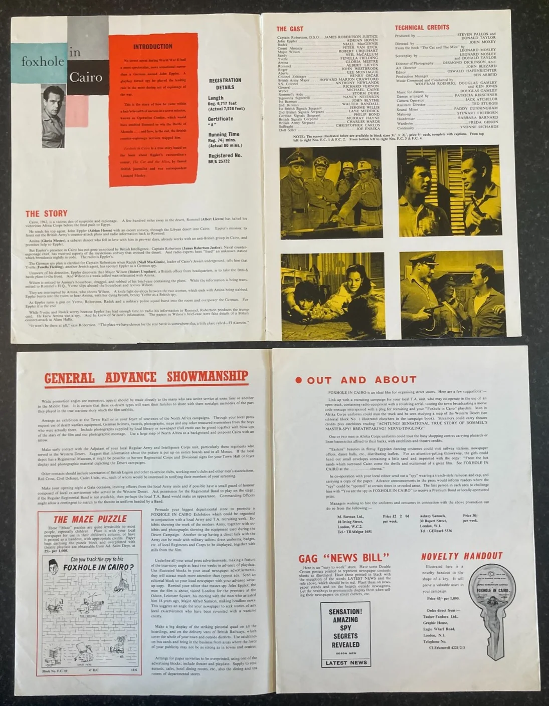 FOXHOLE IN CAIRO 1960 Original Movie UK Campaign Press Book & Promotion Booklet, изображение 3