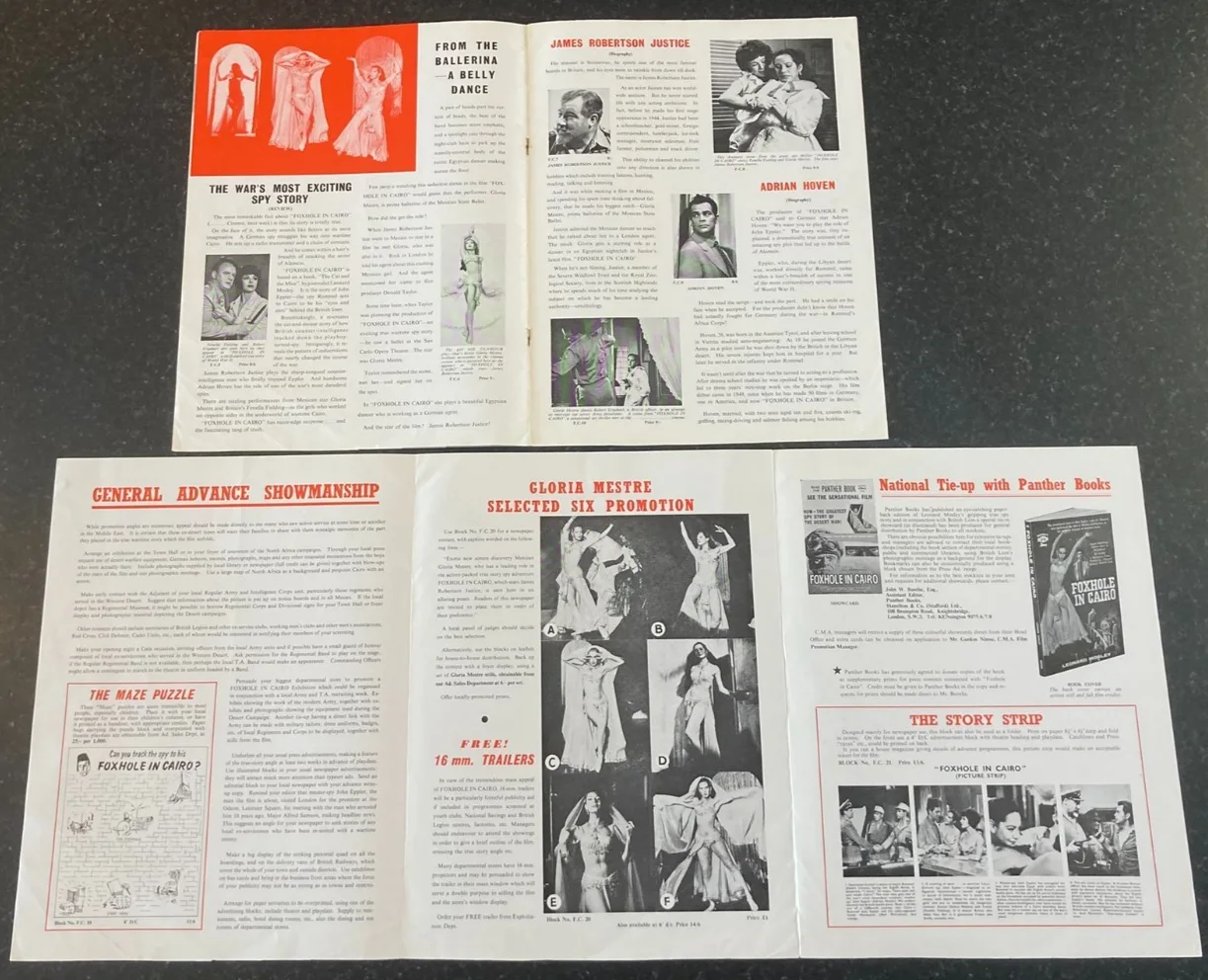 FOXHOLE IN CAIRO 1960 Original Movie UK Campaign Press Book & Promotion Booklet, изображение 4
