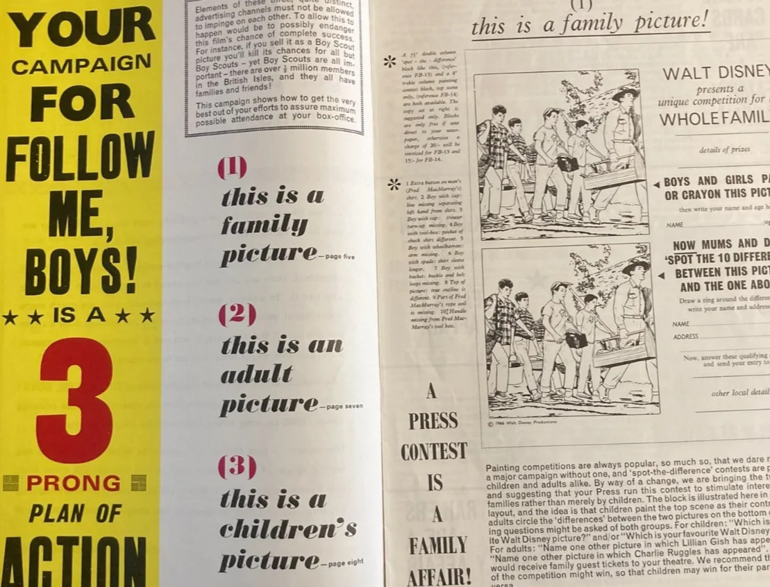 FOLLOW ME BOYS 1966 Original Disney Movie Large UK Campaign Press Book, image 4