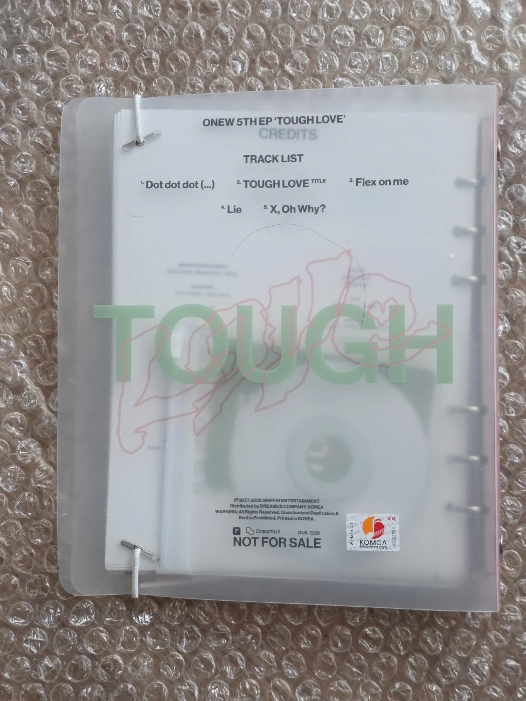 Shinee Onew Promo TOUGH LOVE 5th Mini Album Autographed Hand Signed, изображение 5
