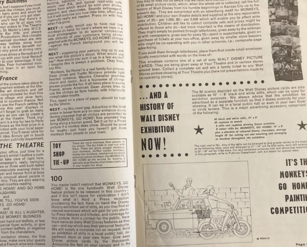 MONKEYS GO HOME 1967 Original Disney Movie Large UK Campaign Press Book Synopsis, изображение 5