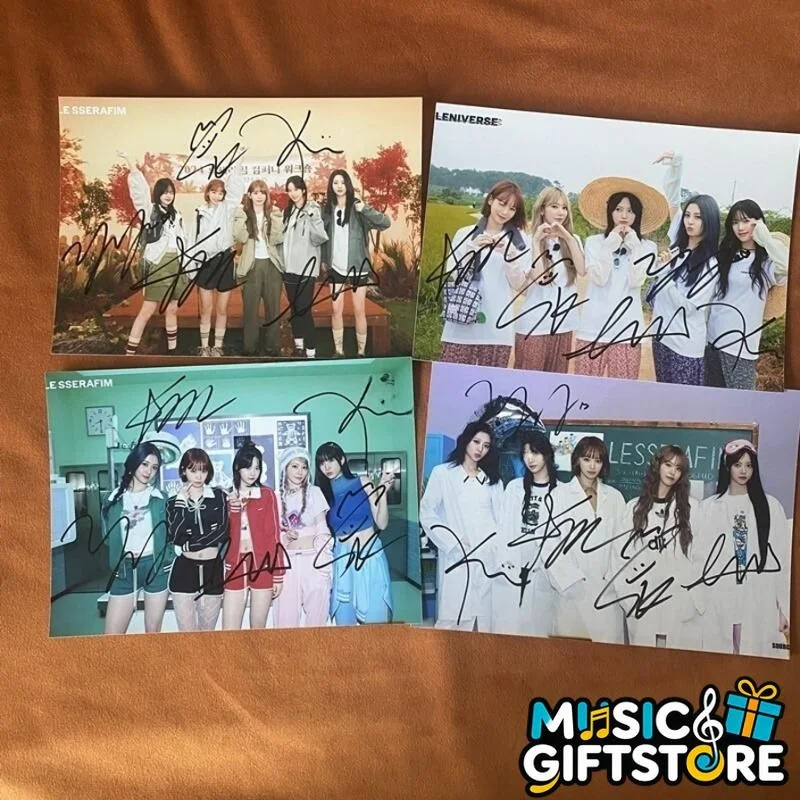 LE SSERAFIM Group Autographed Signed Photo K-POP Collection 4*6 2024B #MUGS, image 2