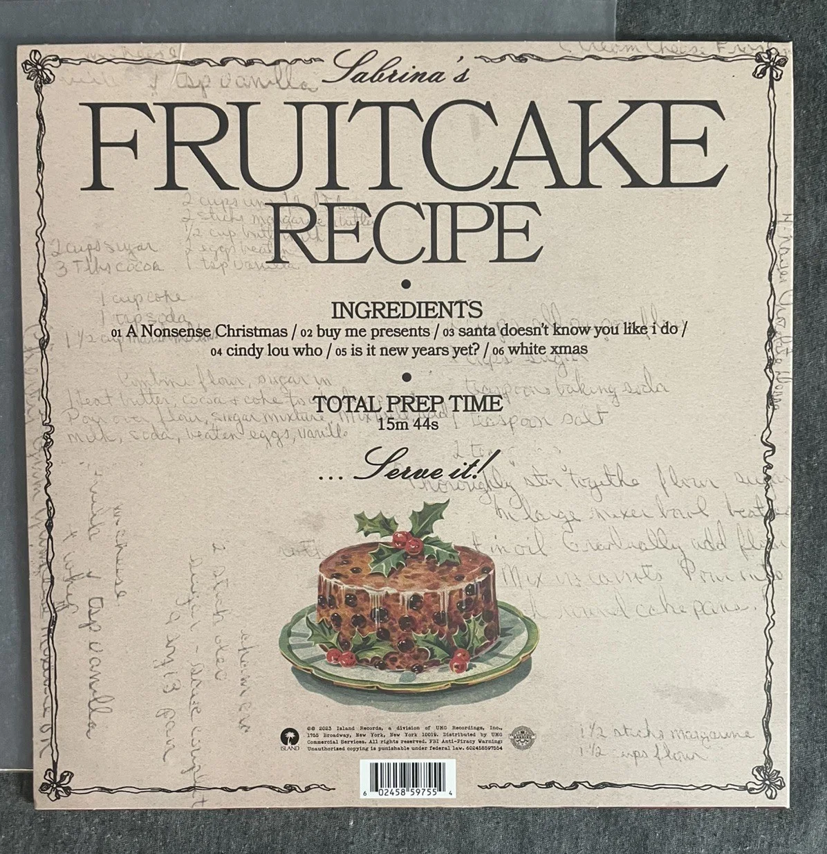 Sabrina Carpenter Signed Vinyl- Sabrina’s Fruitcake Recipe- IN HAND, изображение 3