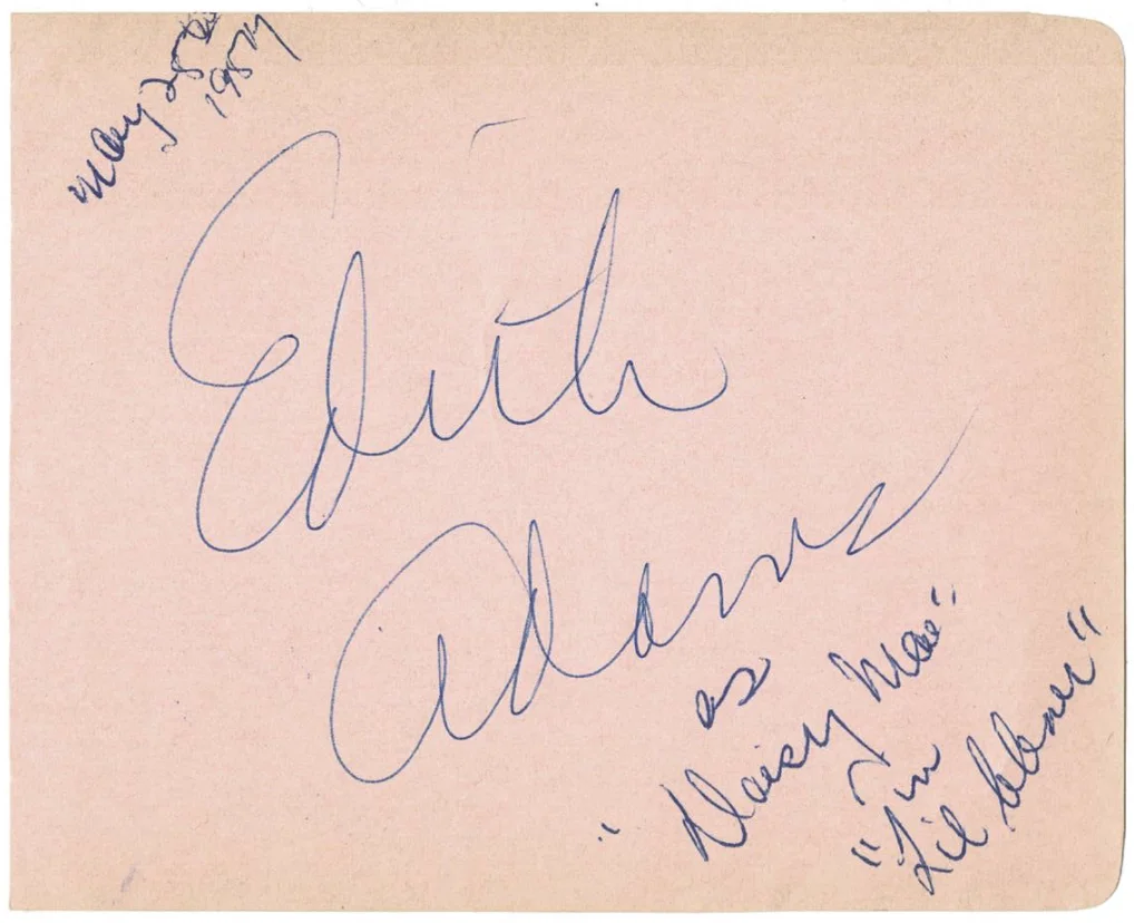 Edie Adams — Edie Adams L'il Abner Autographed Signed Album Page AMCo COA 21720