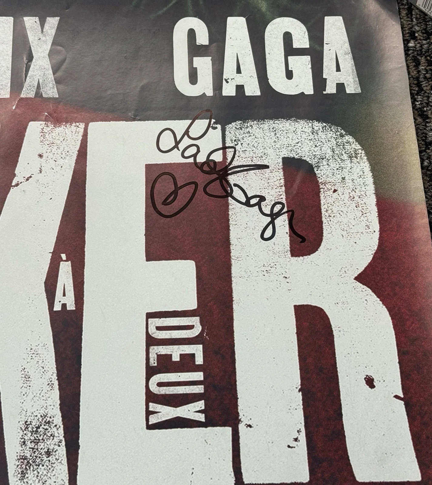 Lady Gaga Signed Autograph 12.5x18 Joker Movie Poster PSA/DNA Authentic, изображение 3