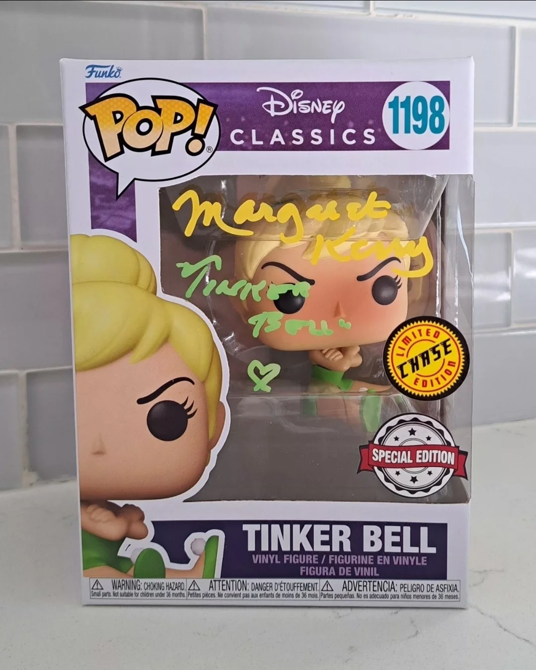 *MARGARET KERRY* Signed Auto Funko Pop Tinker Bell #1198 SE Chase JSA COA Disney, image 2
